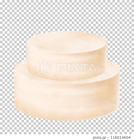 A delicate and delicious two-tiered hand-painted birthday cake. Vanilla sponge cake, a template. The cake in beige tones is ready for decoration for the holiday. Digital isolated illustration A delicate and delicious two-tiered hand-painted birthday cake. Vanilla sponge cake, a template. The cake in beige tones is ready for decoration for the holiday. Digital isolated illustration 116014604