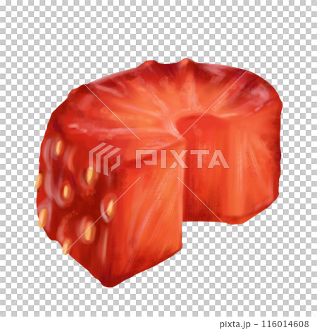Juicy red strawberries in a section with a twig. Ripe berry for snacks, culinary dishes, milkshakes, buffets, ice cream, jam. A natural dessert from a farmer's harvest. Isolated digital illustration Juicy red strawberries in a section with a twig. Ripe berry for snacks, culinary dishes, milkshakes, buffets, ice cream, jam. A natural dessert from a farmer's harvest. Isolated digital illustration 116014608