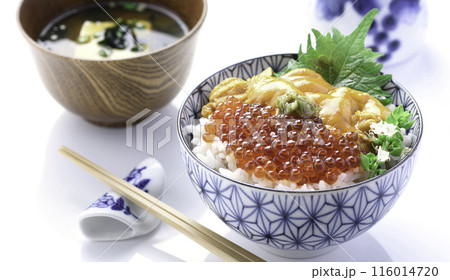 最強の海鮮丼 ウニいくら丼 （白背景） 116014720