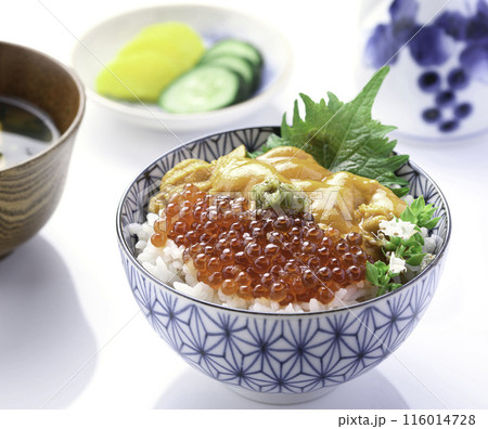 最強の海鮮丼 ウニいくら丼 （白背景） 116014728