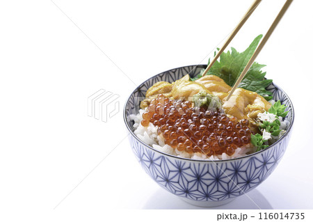 最強の海鮮丼 ウニいくら丼 （白背景） 116014735