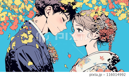 紅葉の中の結婚式