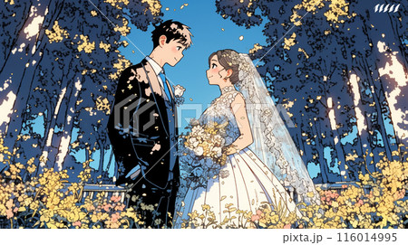 紅葉の中の結婚式