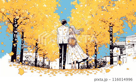 紅葉の中の結婚式