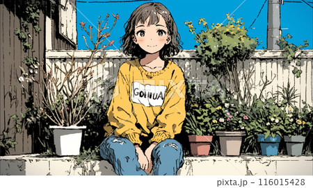 日だまりでまったりしている若い女性