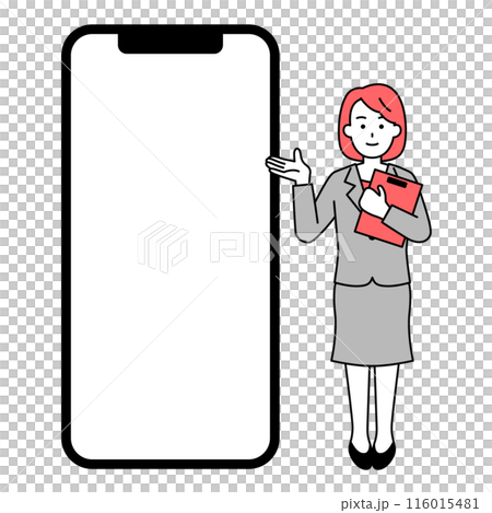 A large smartphone with a white screen and a man in a suit 116015481