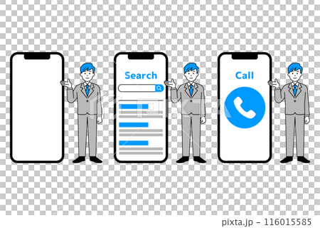 Large smartphone and suit man set 116015585