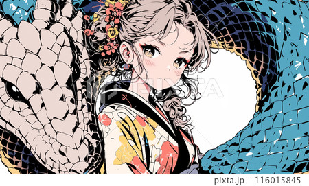 大蛇：若い女性とお友達