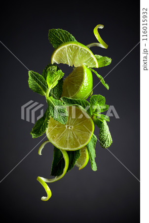 Lime slices and mint. 116015932