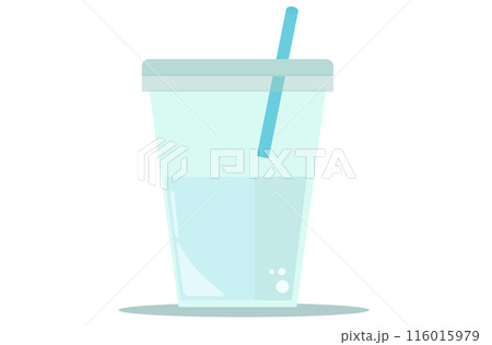 ストローとカップドリンクに入った水。水分補給。ベクターイラスト	 116015979