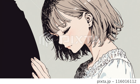 悲しみと失意で愛する男性に抱きつく若い女性