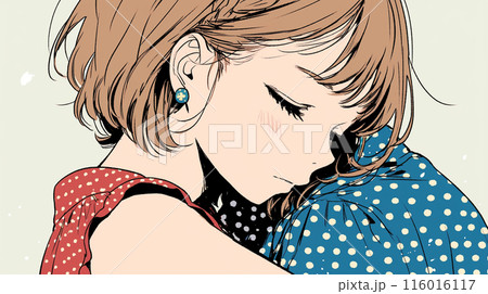 悲しみと失意で愛する男性に抱きつく若い女性