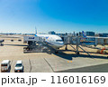 TOKYO, JAPAN - April 10, 2024 : ANA or All Nippon Airways Airlines is Japan national airline plane stops and prepares to receive passengers of Haneda Airport on a Boeing 787-9 aircraft. 116016169