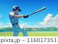 野球のバッティングをしている少年 116017351