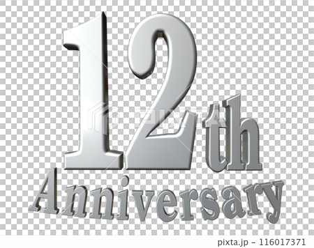 3DCG文字「12th Anniversary/12周年」シルバー,銀 116017371