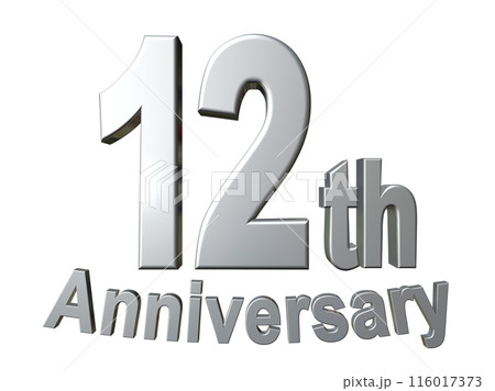 3DCG文字「12th Anniversary/12周年」シルバー,銀 116017373