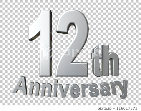3DCG文字「12th Anniversary/12周年」シルバー,銀 116017373