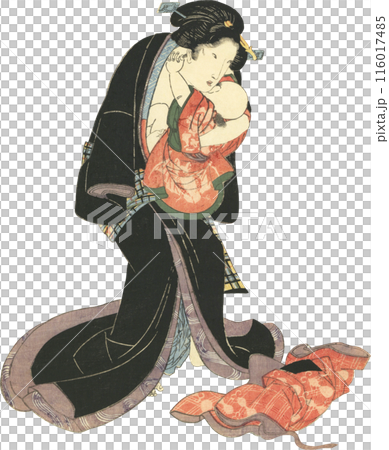 Ukiyo-e illustration: woman and child Ukiyo-e illustration: woman and child 116017485