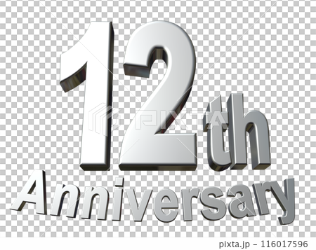 3DCG text "12th Anniversary" Silver, Silver 116017596