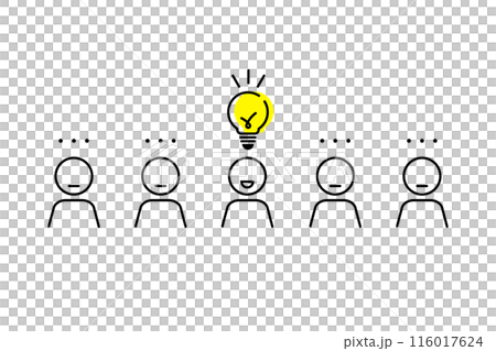 圖解說明只有一個人提出想法/答案的情況 - 適用於商業和教育環境的材料 116017624