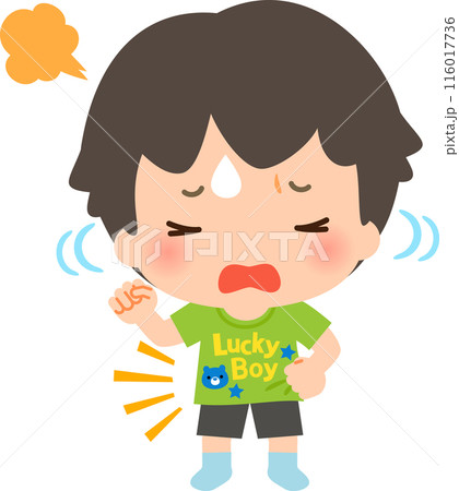 Tシャツのデザインが嫌で駄々をこねる男の子 116017736