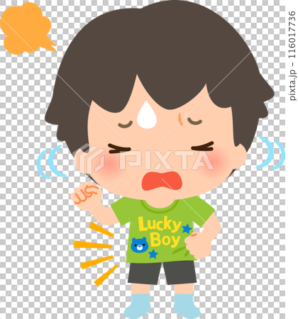 Tシャツのデザインが嫌で駄々をこねる男の子 116017736