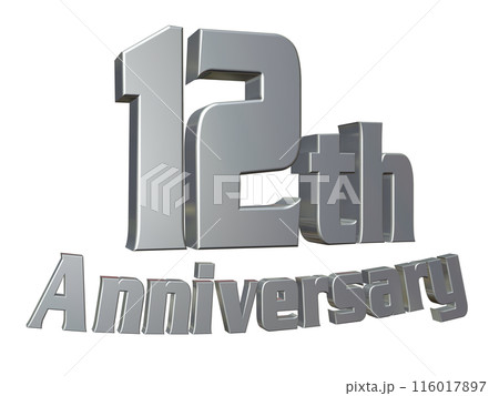 3DCG文字「12th Anniversary/12周年」シルバー,銀 116017897