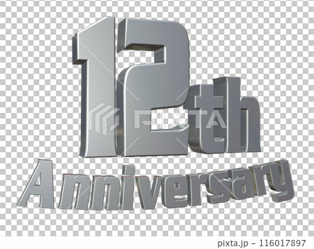 3DCG文字「12th Anniversary/12周年」シルバー,銀 116017897