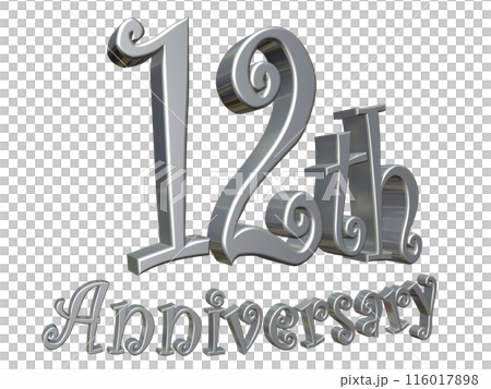 3DCG text "12th Anniversary" Silver, Silver 3DCG text "12th Anniversary" Silver, Silver 116017898