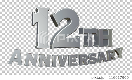 3DCG text "12th Anniversary" Silver, Silver 3DCG text "12th Anniversary" Silver, Silver 116017900