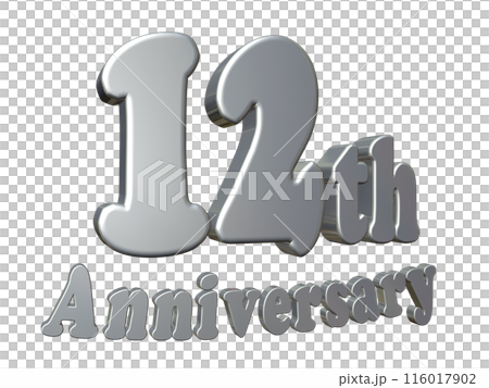 3DCG文字「12th Anniversary/12周年」シルバー,銀 116017902