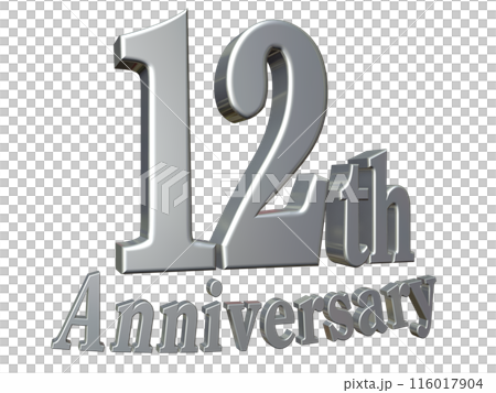 3DCG text "12th Anniversary" Silver, Silver 3DCG text "12th Anniversary" Silver, Silver 116017904