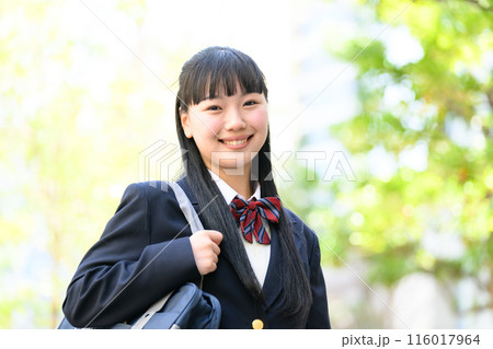 女子高生 通学 新緑 女子高生 通学 新緑 116017964