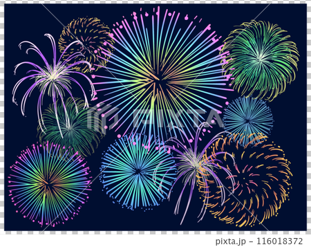 夜空の花火のイラスト素材 [116018372] - PIXTA