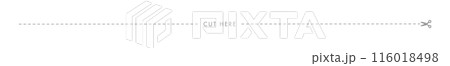 cut hereの文字と破線とハサミのアイコン - A判縦の横幅比率 116018498
