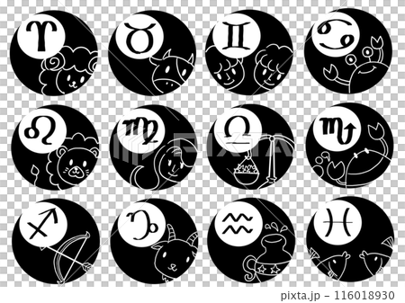 12 constellations simple icon moon and mark 12 constellations simple icon moon and mark 116018930