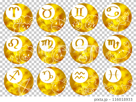 12 constellations simple icon moon and mark gold 12 constellations simple icon moon and mark gold 116018933