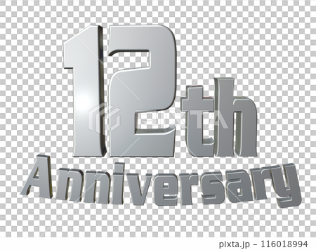 3DCG文字「12th Anniversary/12周年」シルバー,銀 3DCG文字「12th Anniversary/12周年」シルバー,銀 116018994