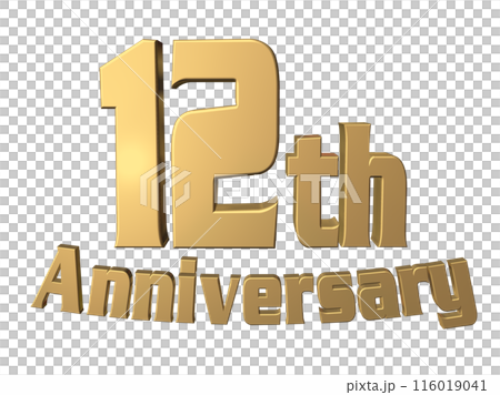 3DCG text "12th Anniversary" in gold 116019041