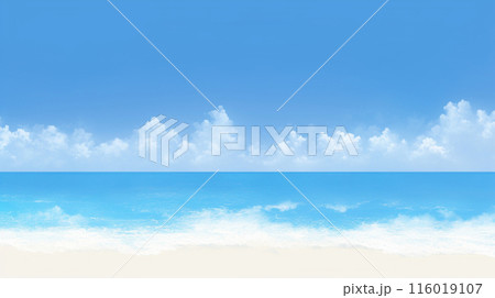 南国の夏の海と空と白い砂浜