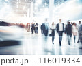 blur image of visitors at motor show or exhibition hall 116019334