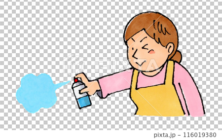 Housewife using insecticide Housewife using insecticide 116019380