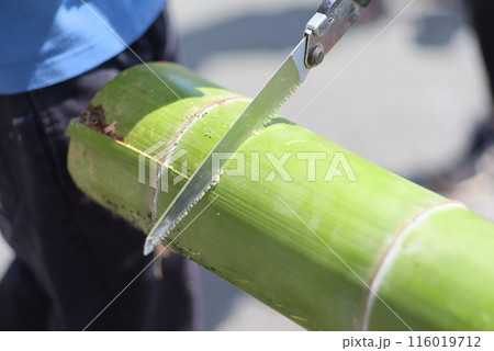 竹を切る職人の手仕事 116019712
