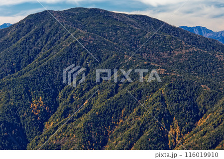 甲武信岳山頂から見る秋色の国師ヶ岳 116019910