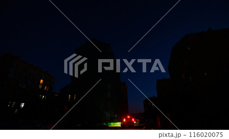 Blackout of electricity in a residential area of Kyiv after russian shelling of power plants. 116020075
