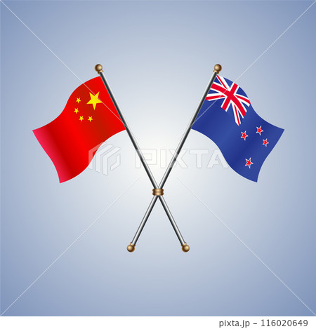 China and New Zealand flags relations 116020649