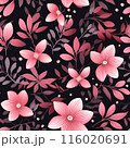 bloom blossom, pink, pollen, leaves Flowers seamless pattern 116020691