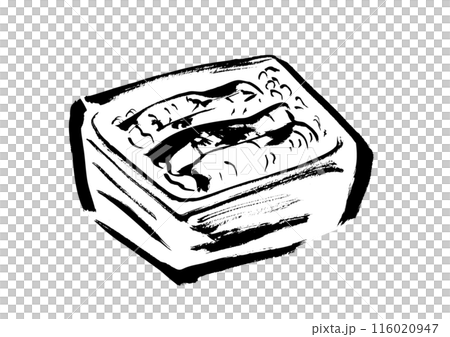 Hand-drawn Japanese-style brush illustration material of Unagi-ju (white-grilled eel) 116020947