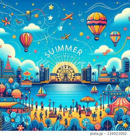イラスト素材:夏祭りのポスター 116021002