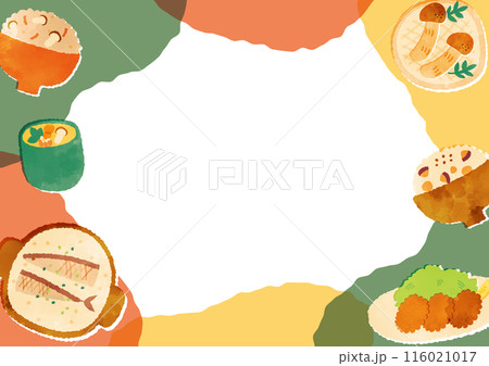 秋の味覚水彩イラスト背景テンプレート 116021017